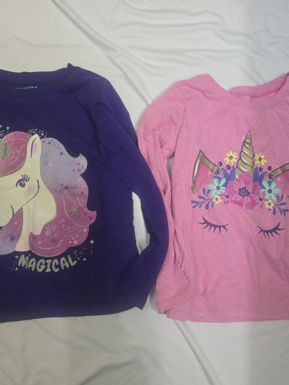 Purple Unicorn "Magical" Sweatshirt + Pink Floral Unicorn Top - Set